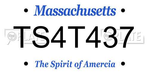 TS4T437 Massachusetts License Plate