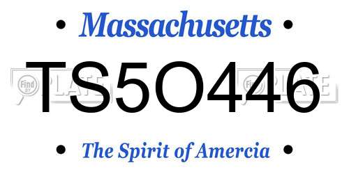 TS5O446 Massachusetts License Plate