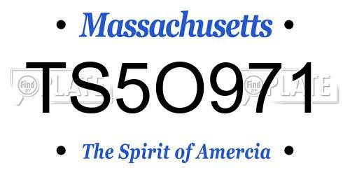 TS5O971 Massachusetts License Plate