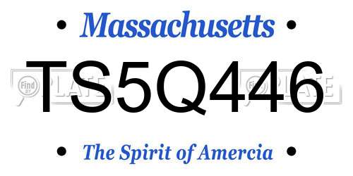 TS5Q446 Massachusetts License Plate