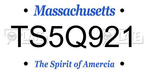TS5Q921 Massachusetts License Plate