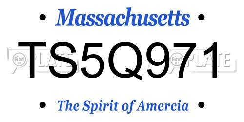 TS5Q971 Massachusetts License Plate