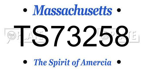 TS73258 Massachusetts License Plate