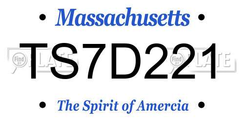 TS7D221 Massachusetts License Plate