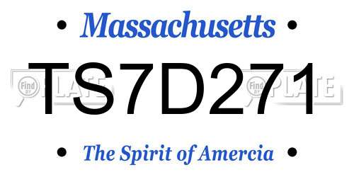 TS7D271 Massachusetts License Plate