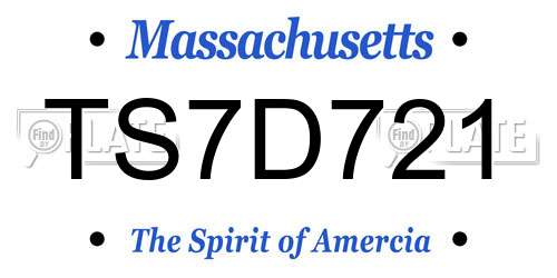 TS7D721 Massachusetts License Plate