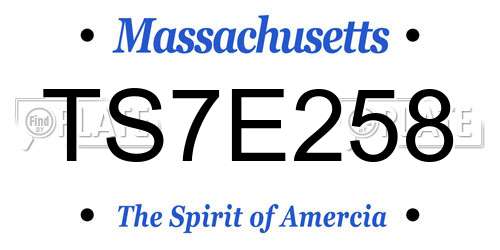 TS7E258 Massachusetts License Plate