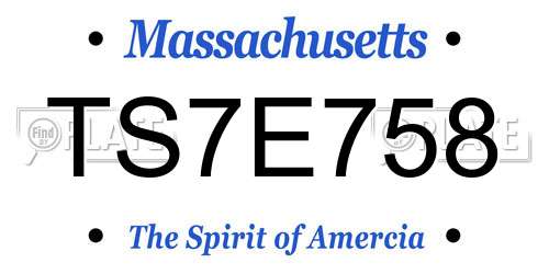 TS7E758 Massachusetts License Plate