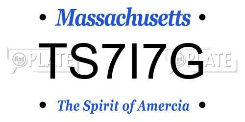 TS7I7G Massachusetts License Plate