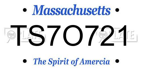 TS7O721 Massachusetts License Plate