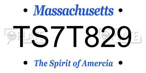 TS7T829 Massachusetts License Plate