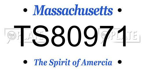 TS80971 Massachusetts License Plate