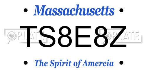 TS8E8Z Massachusetts License Plate