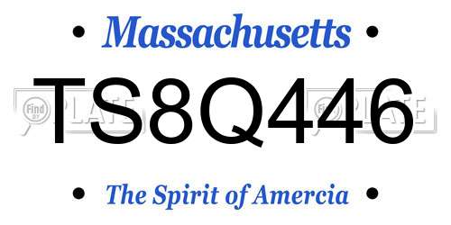 TS8Q446 Massachusetts License Plate