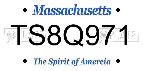 TS8Q971 Massachusetts License Plate