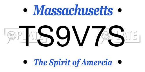 TS9V7S Massachusetts License Plate