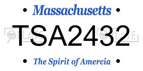 TSA2432 Massachusetts License Plate