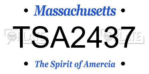 TSA2437 Massachusetts License Plate