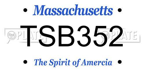 TSB352 Massachusetts License Plate