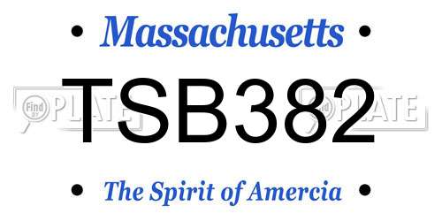 TSB382 Massachusetts License Plate