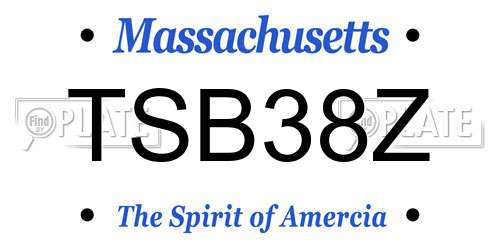 TSB38Z Massachusetts License Plate