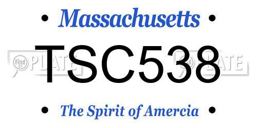 TSC538 Massachusetts License Plate