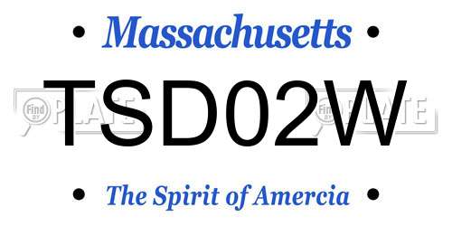 TSD02W Massachusetts License Plate