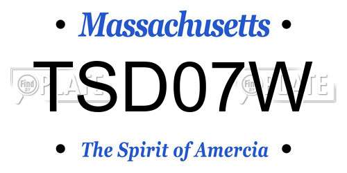 TSD07W Massachusetts License Plate