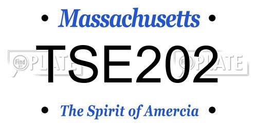 TSE202 Massachusetts License Plate