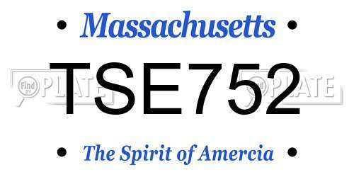 TSE752 Massachusetts License Plate