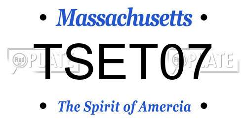 TSET07 Massachusetts License Plate
