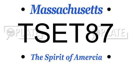 TSET87 Massachusetts License Plate