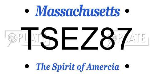 TSEZ87 Massachusetts License Plate
