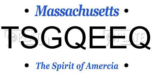 TSGQEEQ Massachusetts License Plate