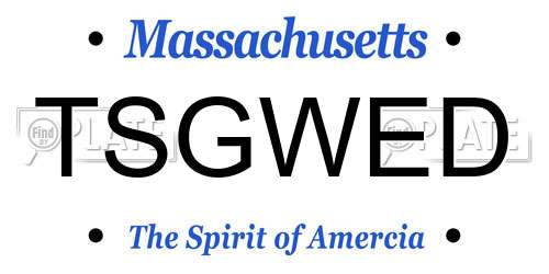 TSGWED Massachusetts License Plate