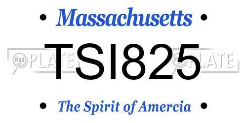 TSI825 Massachusetts License Plate
