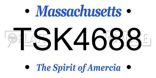 TSK4688 Massachusetts License Plate