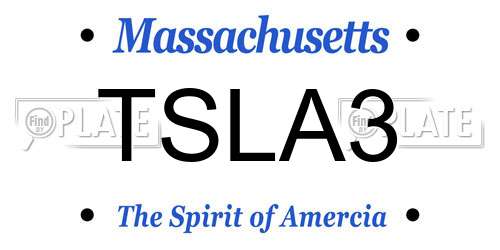 TSLA3 Massachusetts License Plate