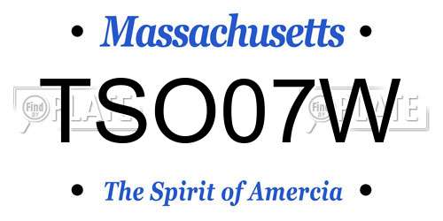 TSO07W Massachusetts License Plate