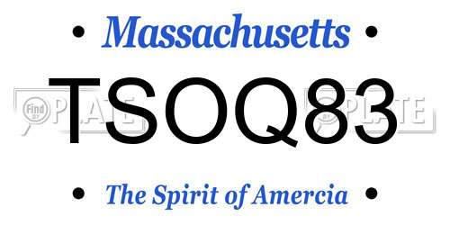 TSOQ83 Massachusetts License Plate