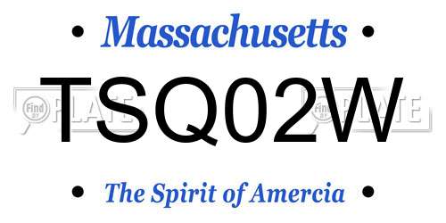 TSQ02W Massachusetts License Plate