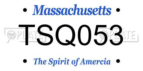 TSQ053 Massachusetts License Plate