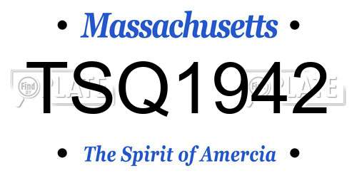 TSQ1942 Massachusetts License Plate