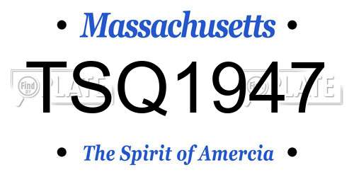 TSQ1947 Massachusetts License Plate