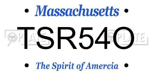 TSR54O Massachusetts License Plate