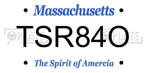 TSR84O Massachusetts License Plate