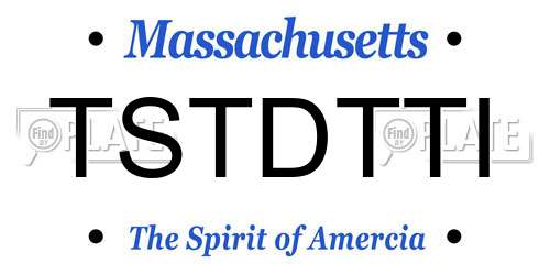 TSTDTTI Massachusetts License Plate