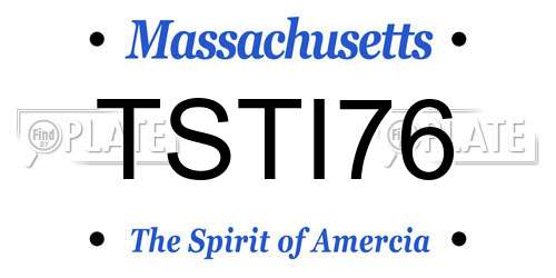 TSTI76 Massachusetts License Plate