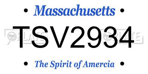 TSV2934 Massachusetts License Plate