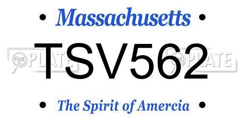TSV562 Massachusetts License Plate
